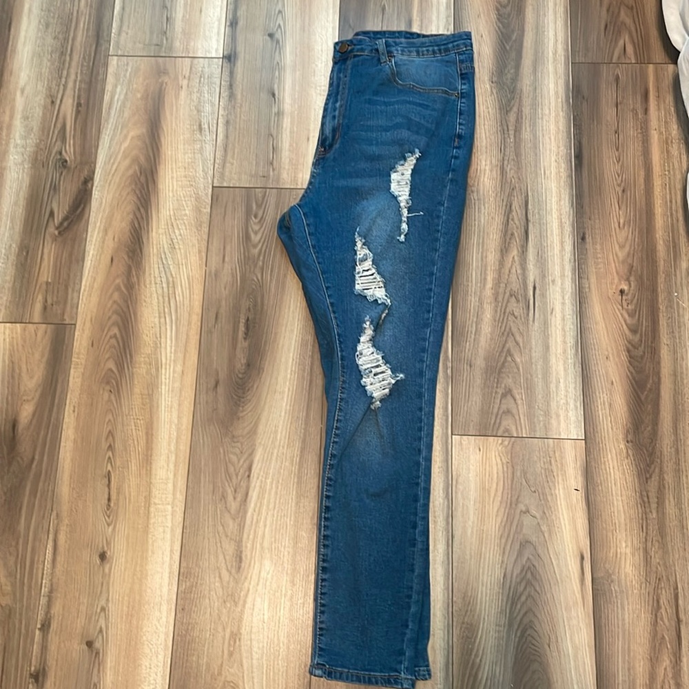 Blue ripped jeans
